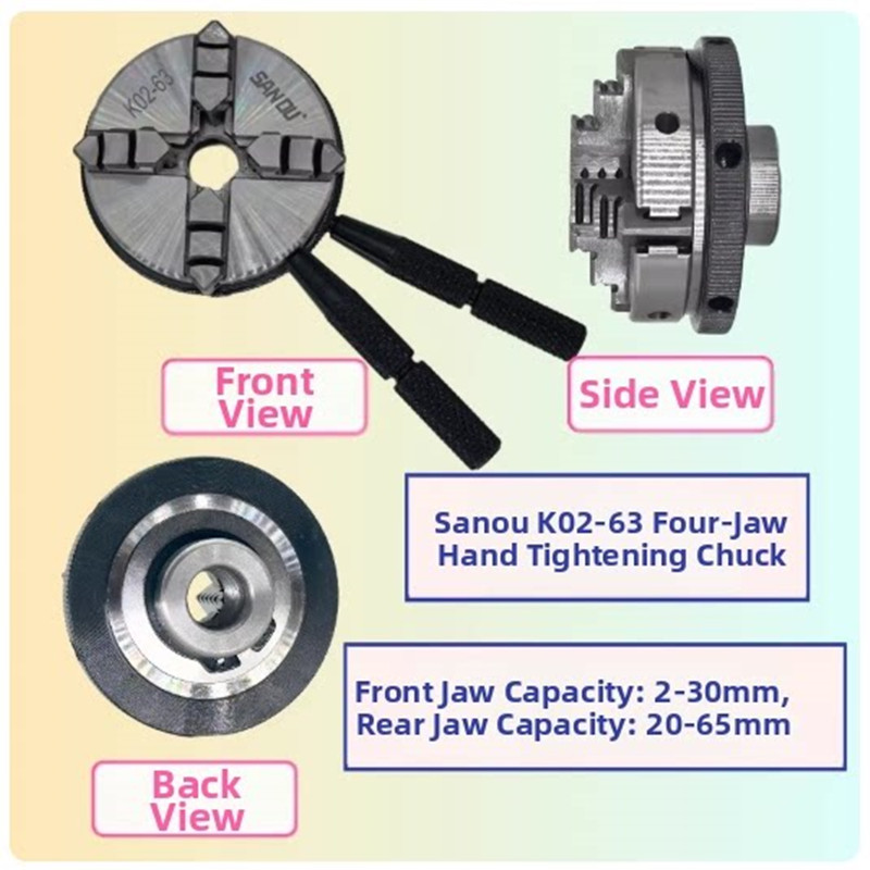 Lathe Chuck 3 Jaw 125Mm - Mandrino a 4 griffe manuale Sanou