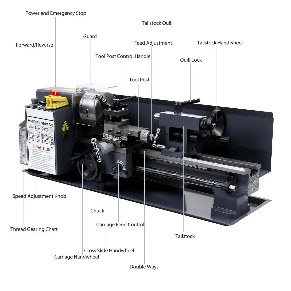 Mini Metal Lathe 7X14 - Tornio Mini in Metallo Orizzontale da